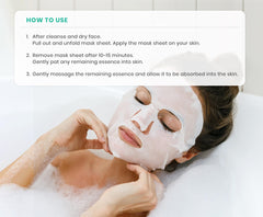 Veraclara hydrating mask sheet close-up, provides refreshing moisture for dull skin.