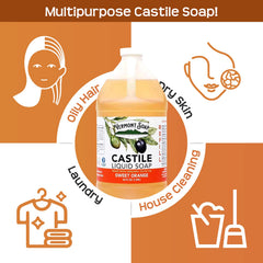 Vermont castile unscented 64oz bottle promotes mild skin care.