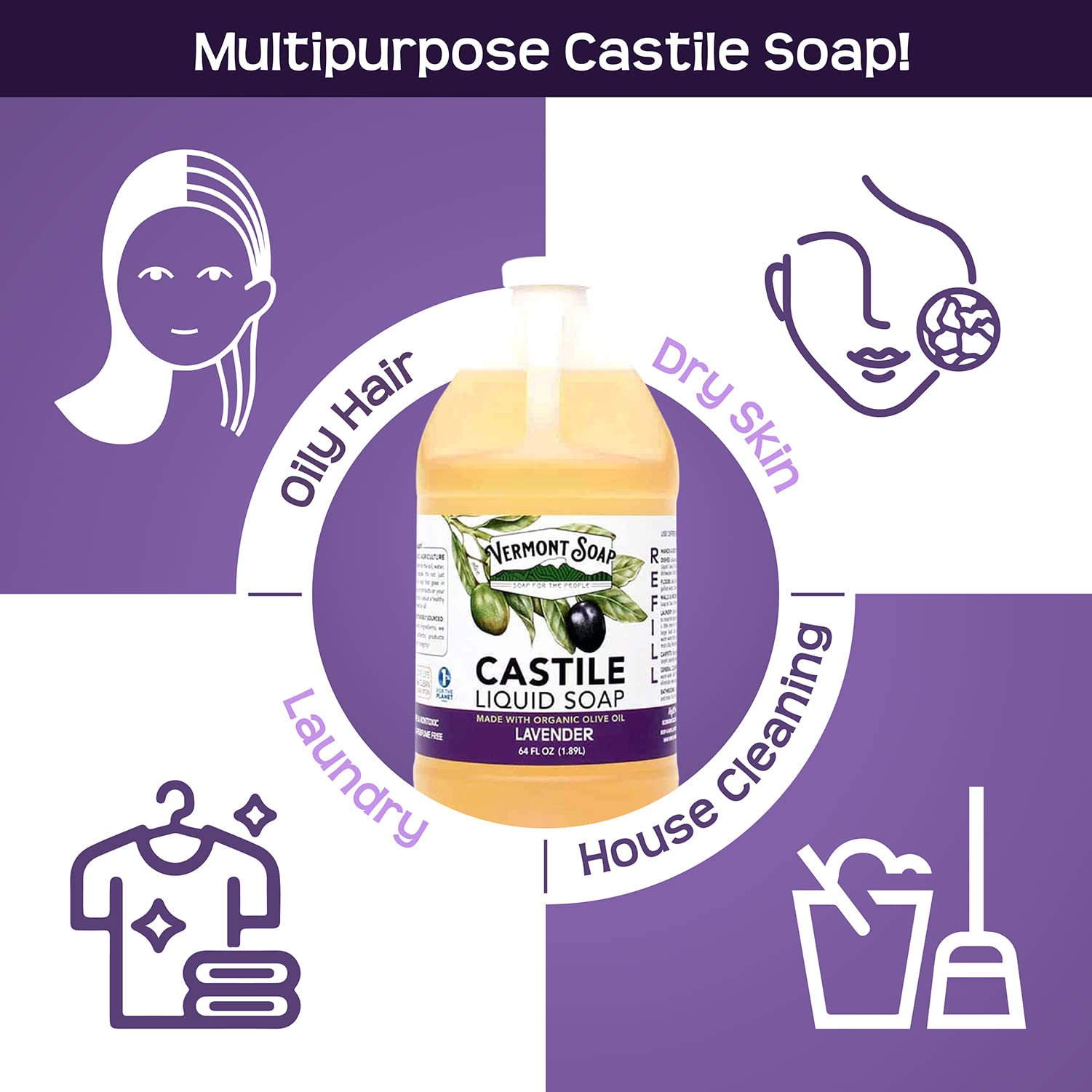 Vermont Soap body wash in bath delivering mild lavender cleanse.