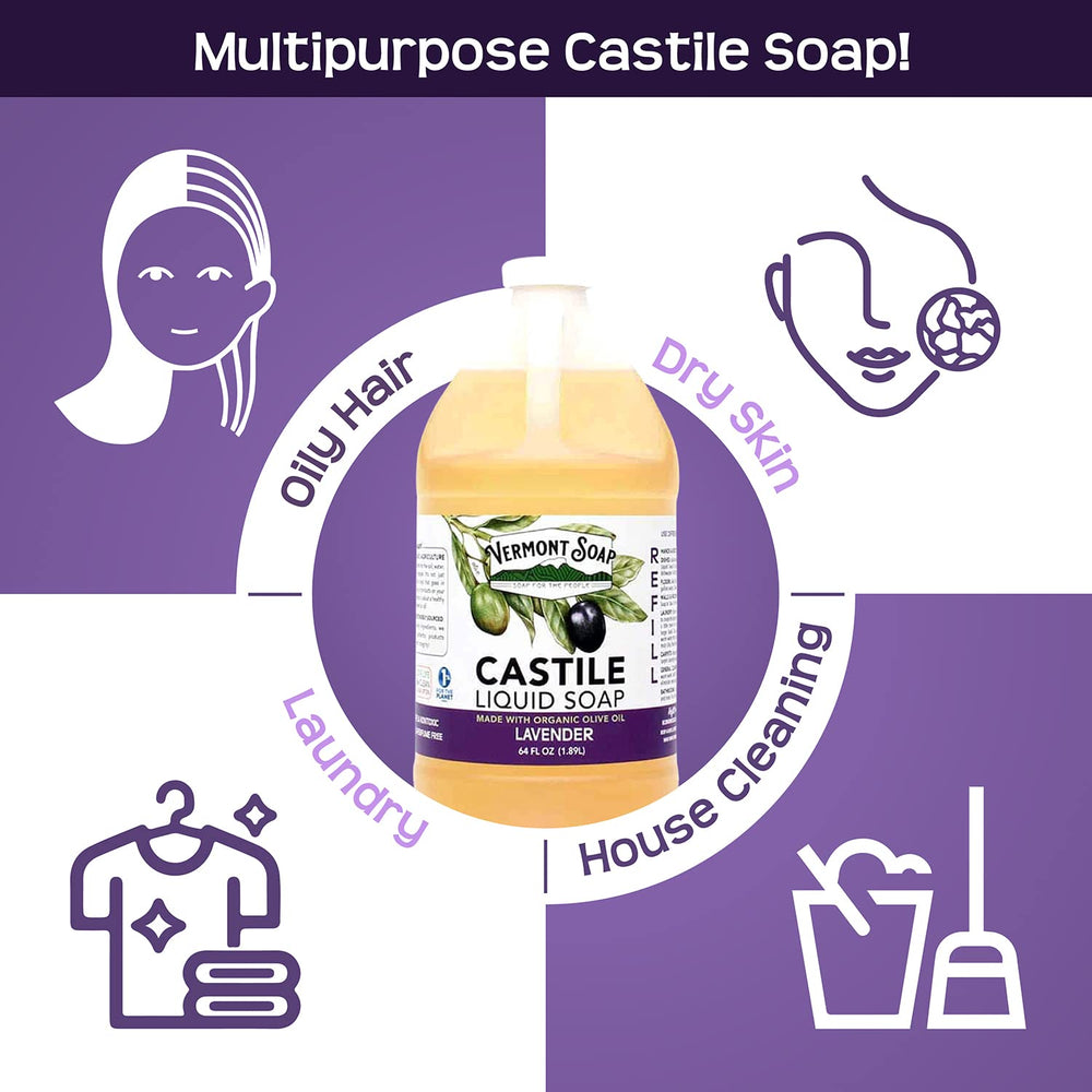 Vermont Soap body wash in bath delivering mild lavender cleanse.