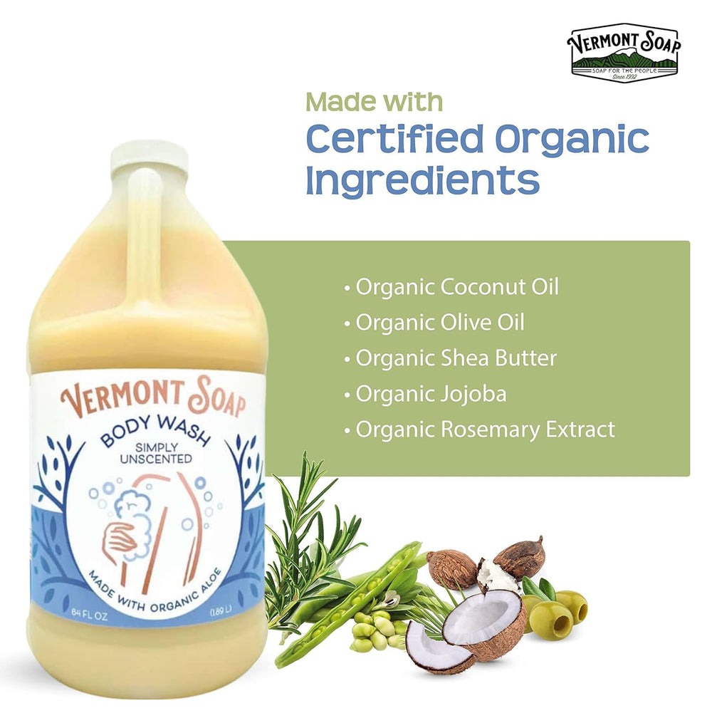 Vermont Soap body wash lather demonstrates mild foam for sensitive skin.