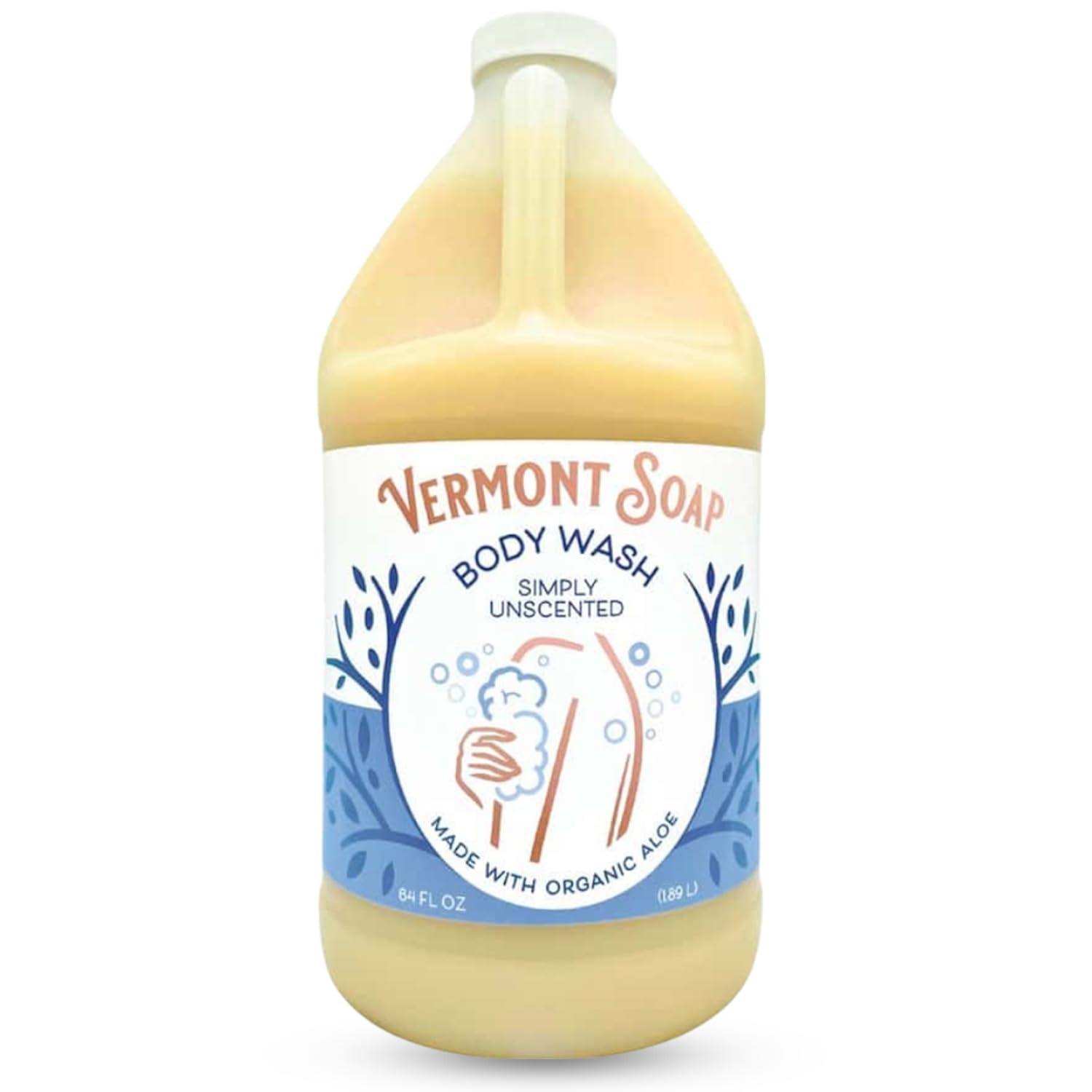Vermont Soap body wash bottle unscented for gentle cleansing and moisturized skin.
