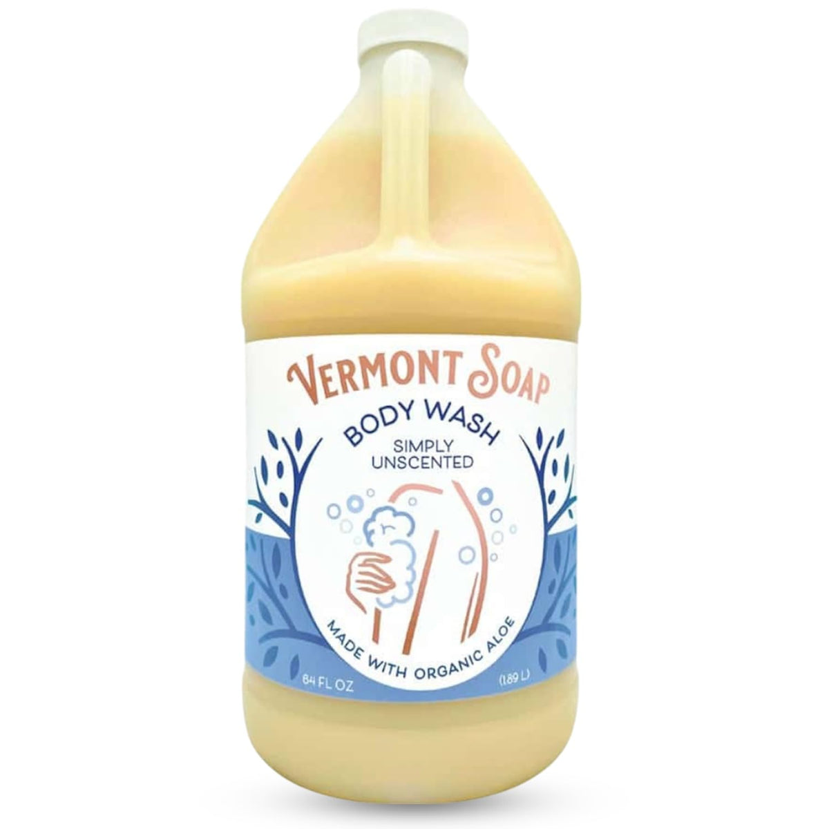 Vermont Soap body wash bottle unscented for gentle cleansing and moisturized skin.