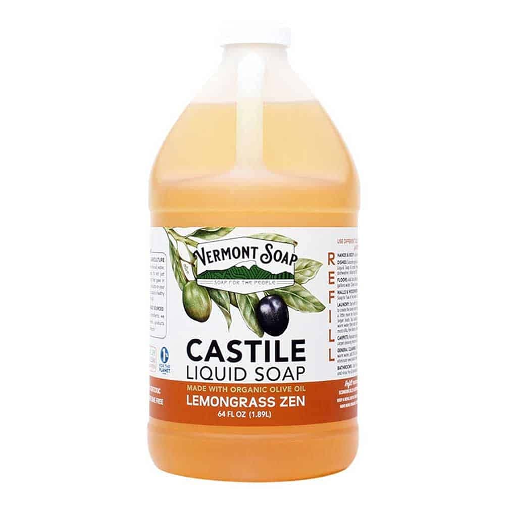 Vermont Soap Lemongrass Zen bottle shown for gentle skin care and versatile cleansing.