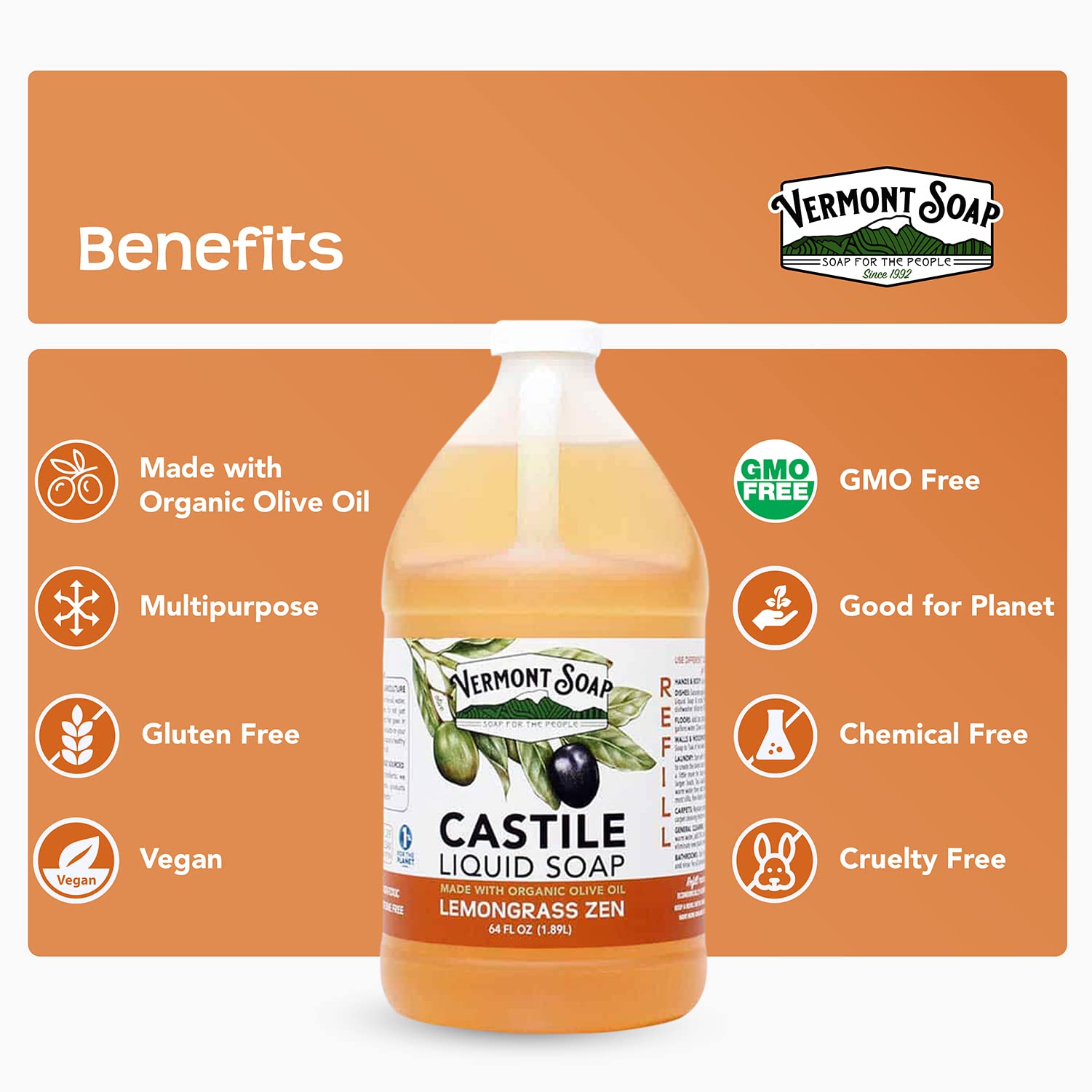 Vermont Soap Lemongrass Zen label close-up highlights USDA organic credentials.