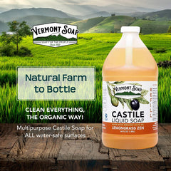 Vermont Soap Lemongrass Zen lather in hand shows mild cleansing for sensitive skin.