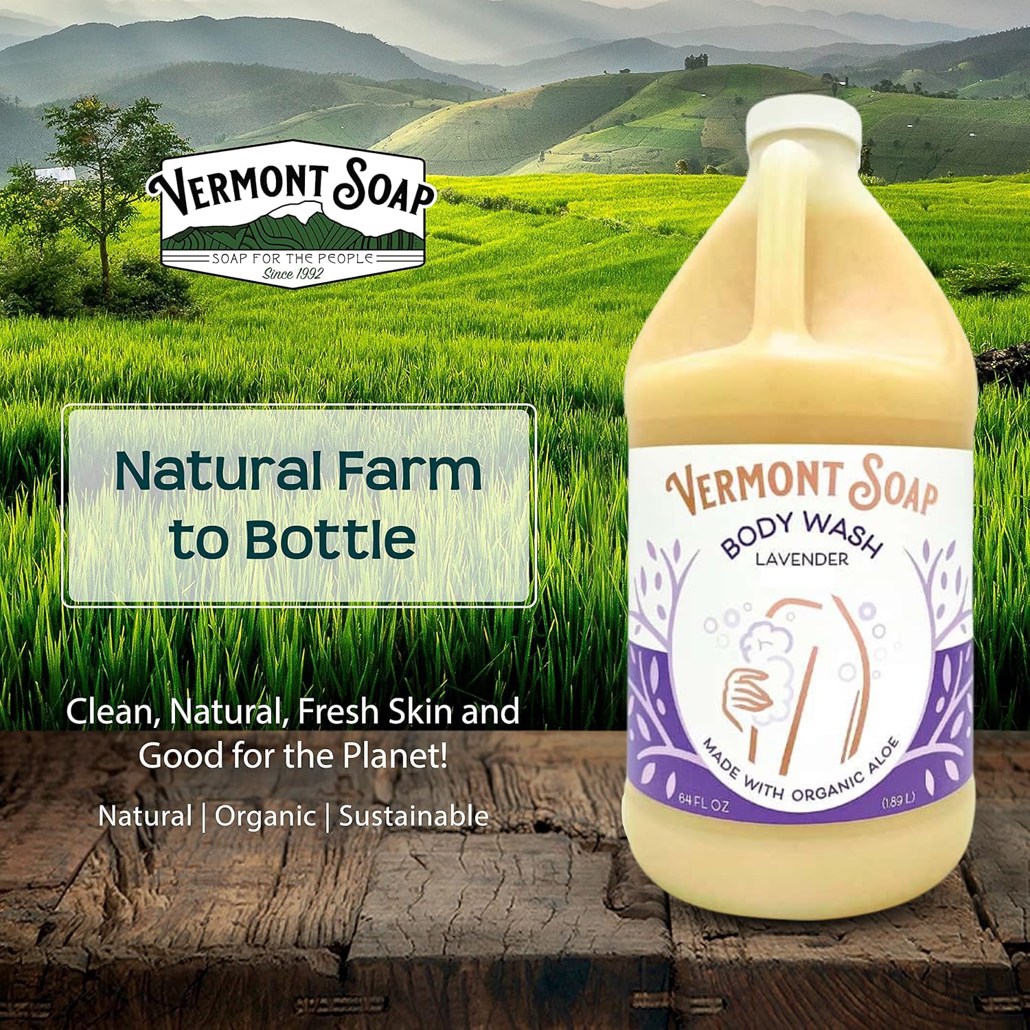 Unisex use image showing Vermont Soap for both men and women