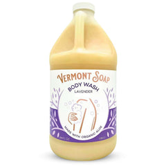 VERMONT SOAP unscented body wash bottle showing 64oz volume for daily moisturization