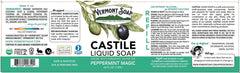 Peppermint castile soap pour showing multipurpose use as body wash and shampoo