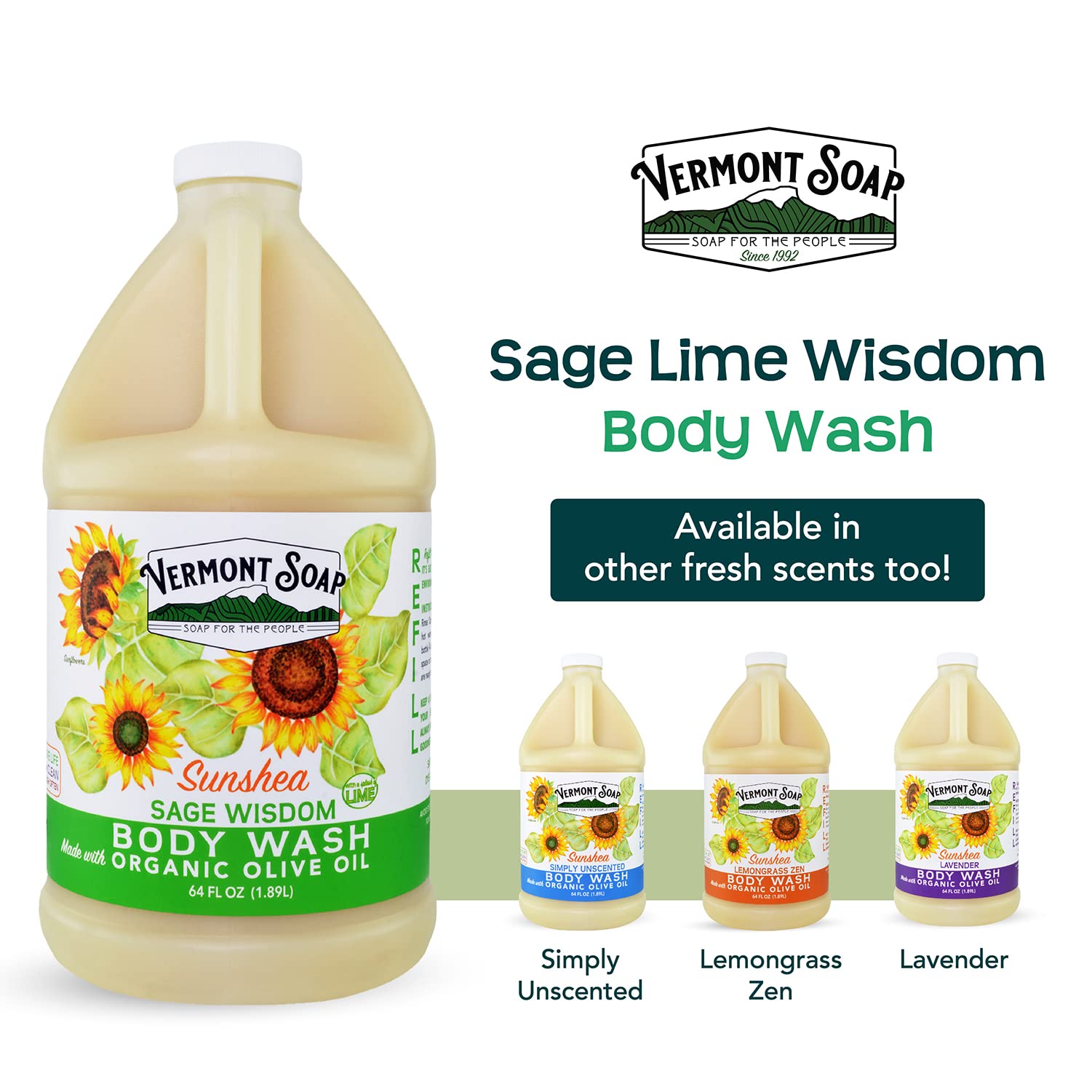 US-made Vermont Soap manufacturer since 1992, farm-to-bottle quality shown