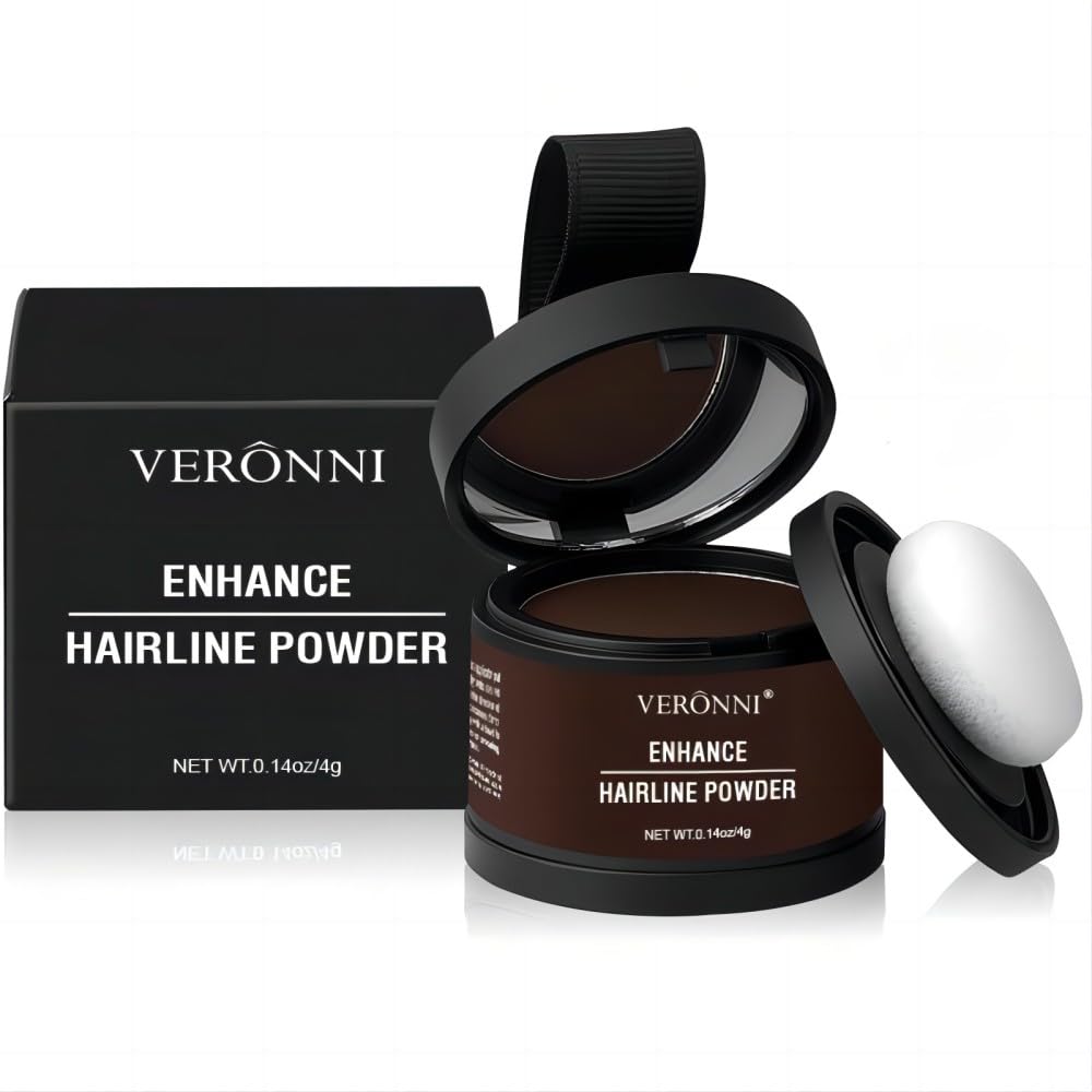 VERONNI hairline powder bottle showing instant scalp coverage
