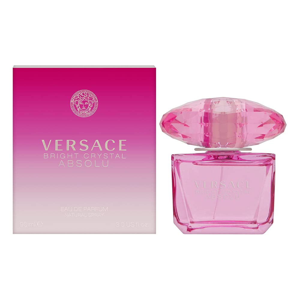Versace Bright Crystal Absolu bottle, ideal for elegant evenings with a lasting fragrance.