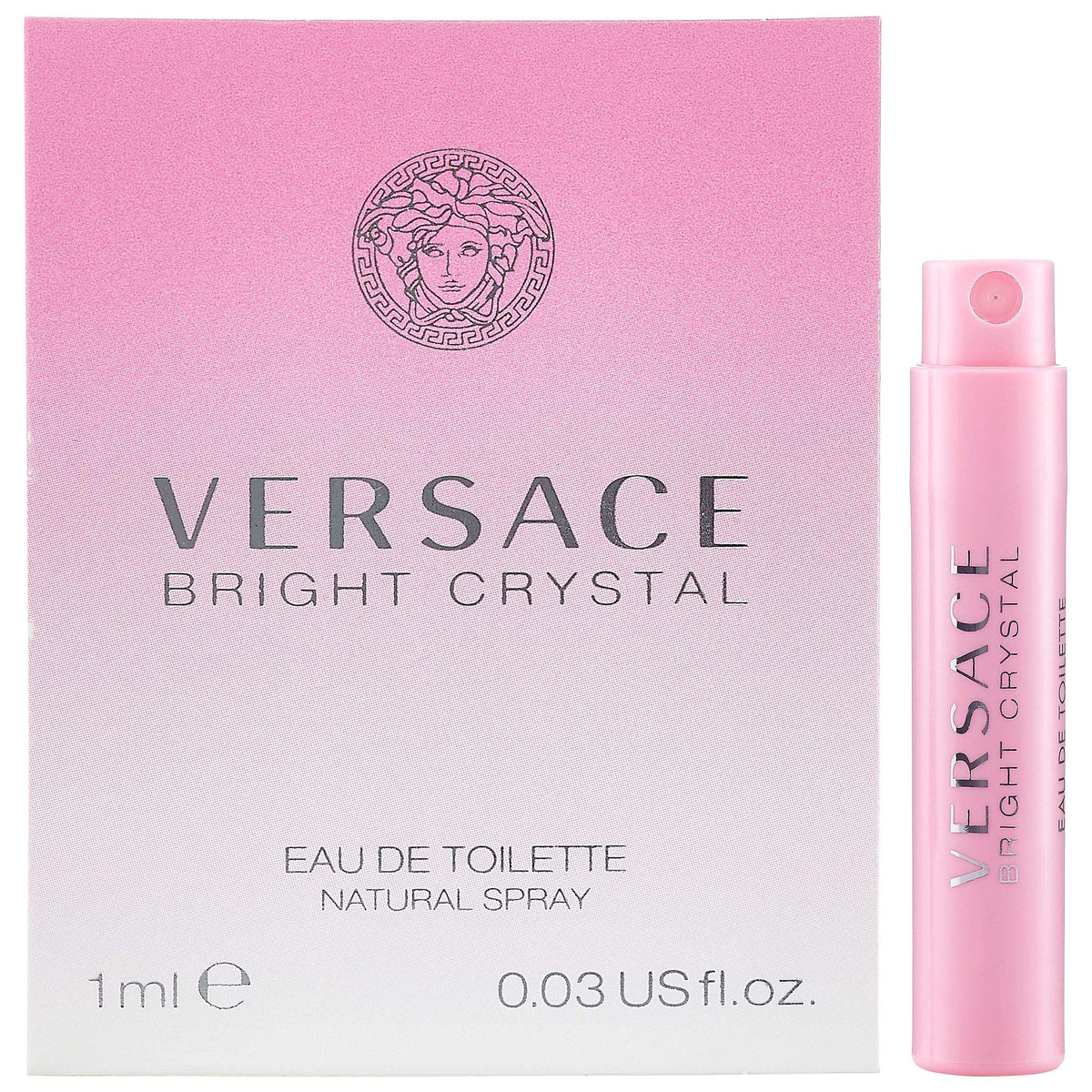 Versace Bright Crystal bottle close-up highlights floral notes for everyday elegance.