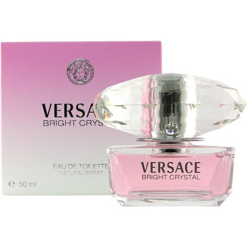Versace Bright Crystal bottle close-up, sparkling floral fragrance for everyday wear.