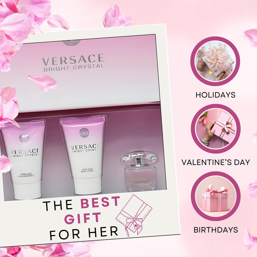 Versace Bright Crystal packaging closeup highlighting premium branding