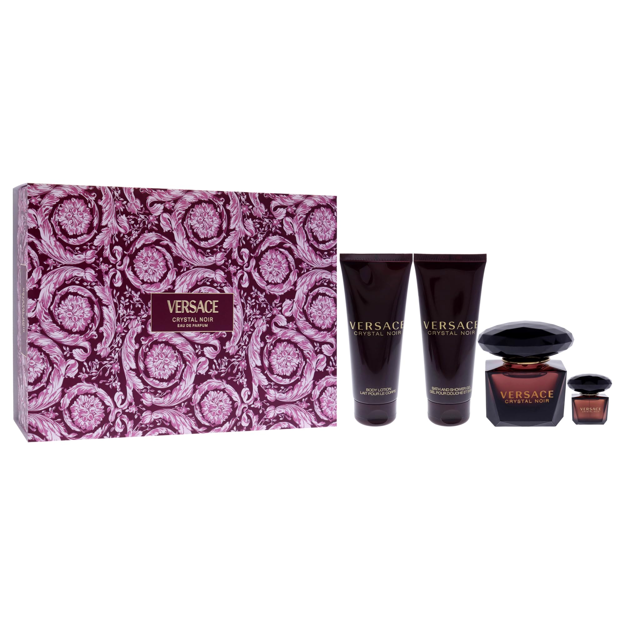 Versace Crystal Noir body lotion jar highlighting hydration and subtle aroma.