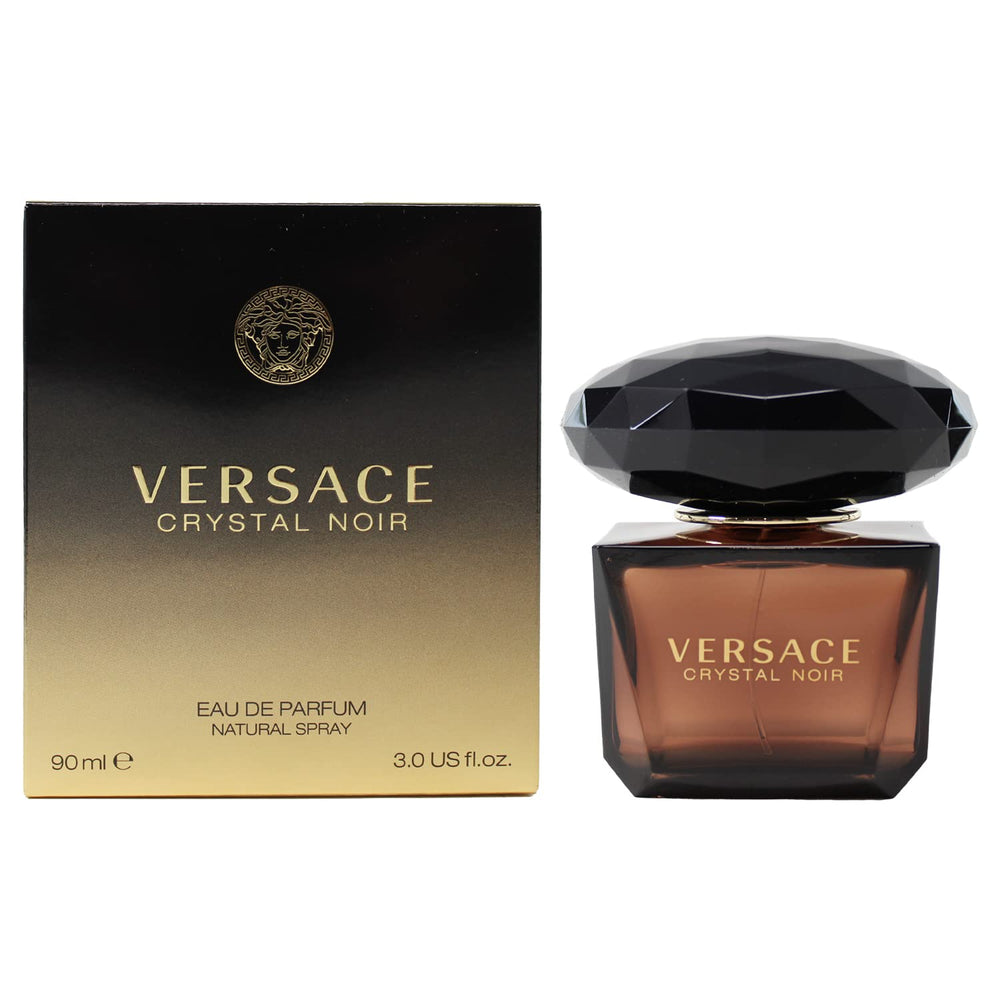 Versace Crystal Noir cap close-up showcasing luxe design and premium brand appeal