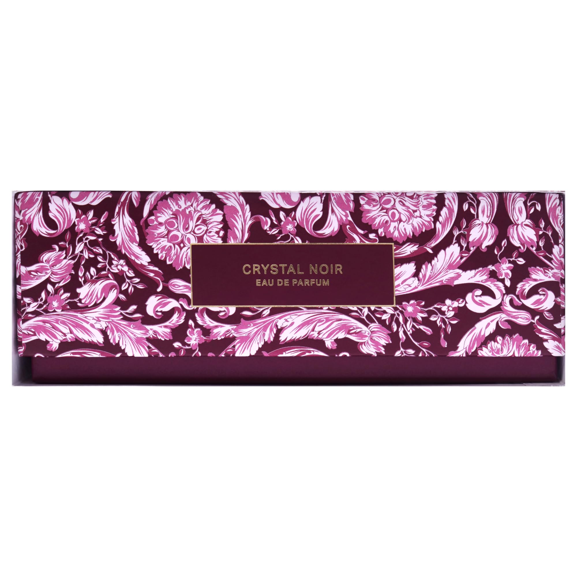 Versace Crystal Noir packaging detail emphasizing luxe branding and design cues.