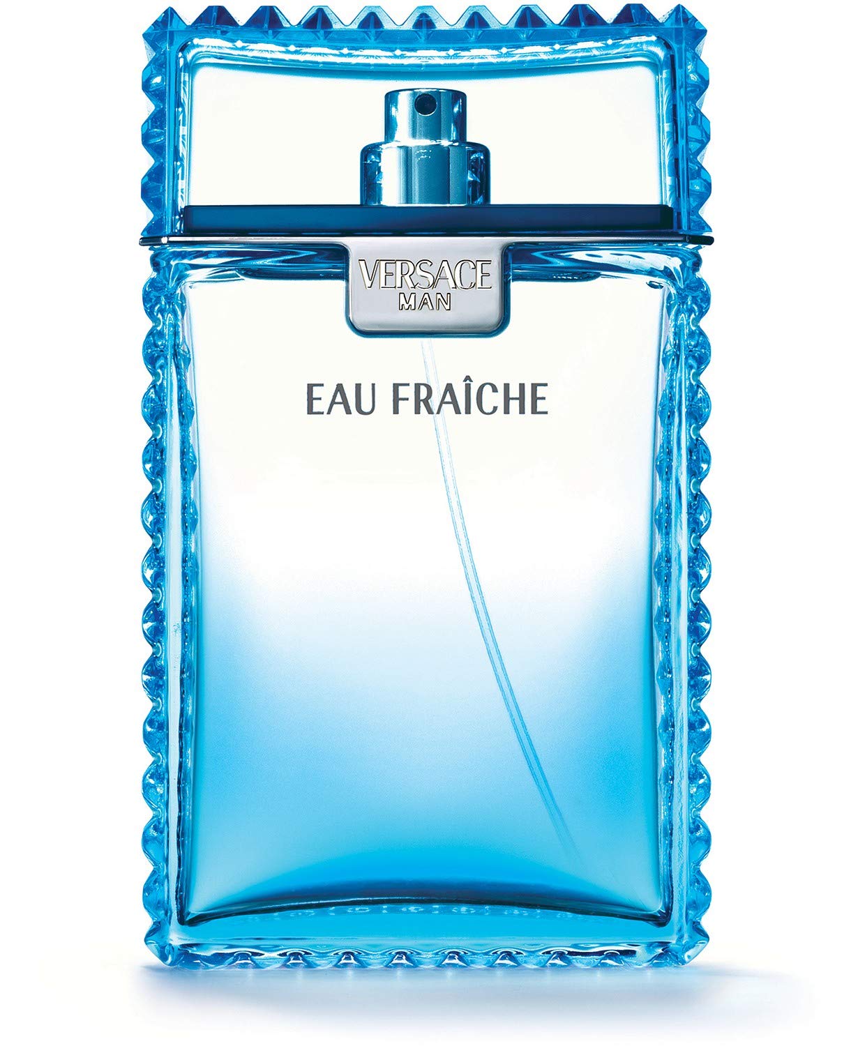 Versace Eau Fraiche for Men bottle front view, fresh daytime fragrance for confident wear.