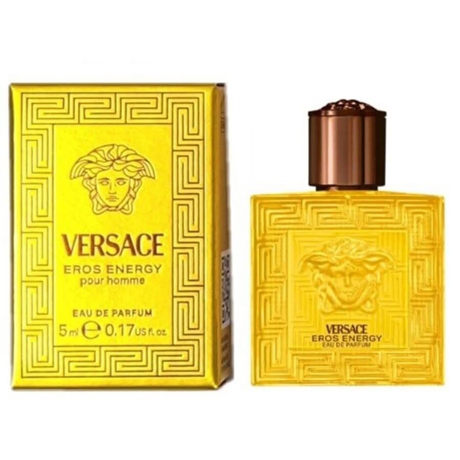 Versace Eros Energy yellow mini bottle, ideal for on-the-go fragrance.