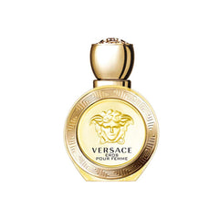 Versace Eros Pour Femme deodorant spray bottle with a radiant floral-woody scent for daily freshness