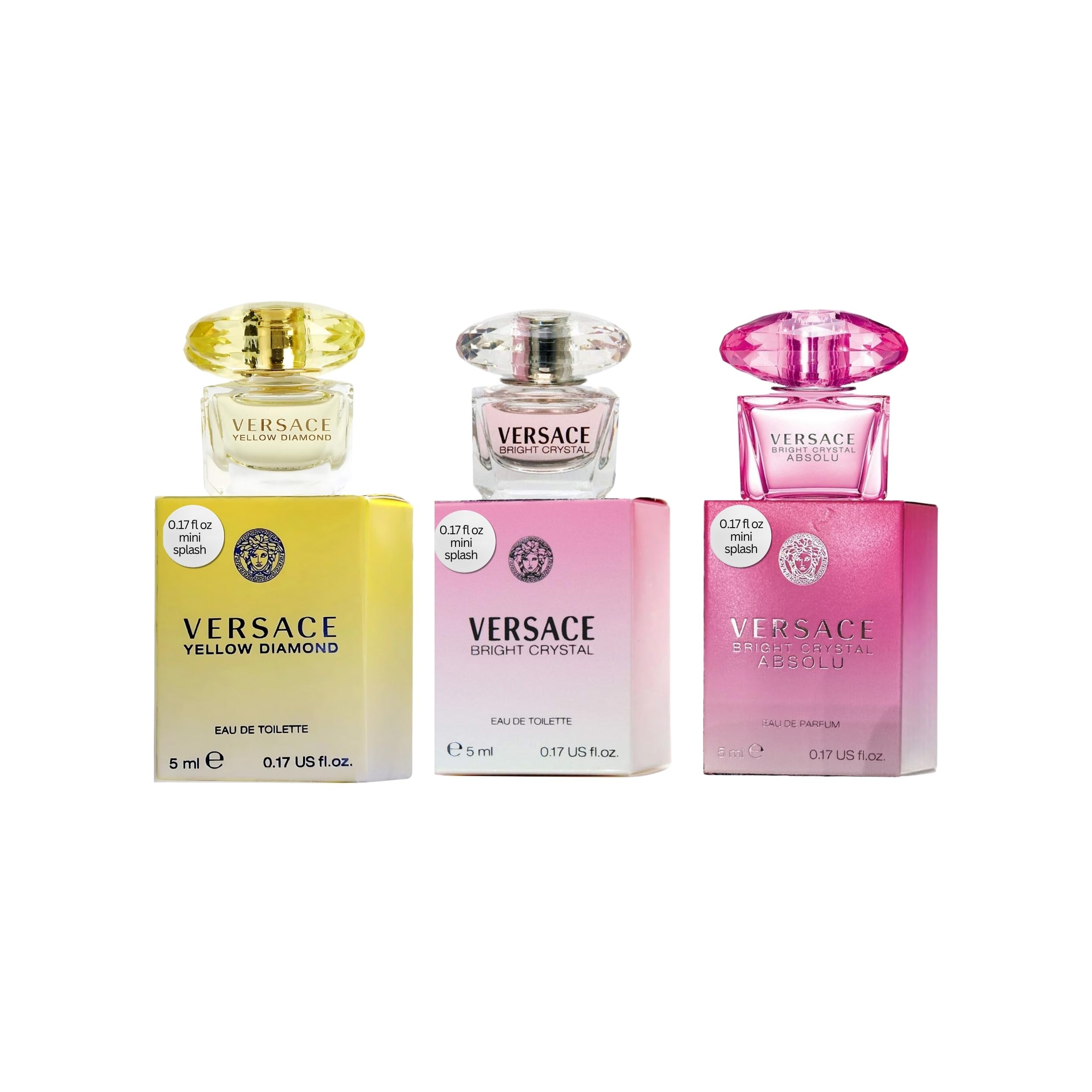 Versace Gift Set Yellow Diamond splash bottle close-up for gifting and travel