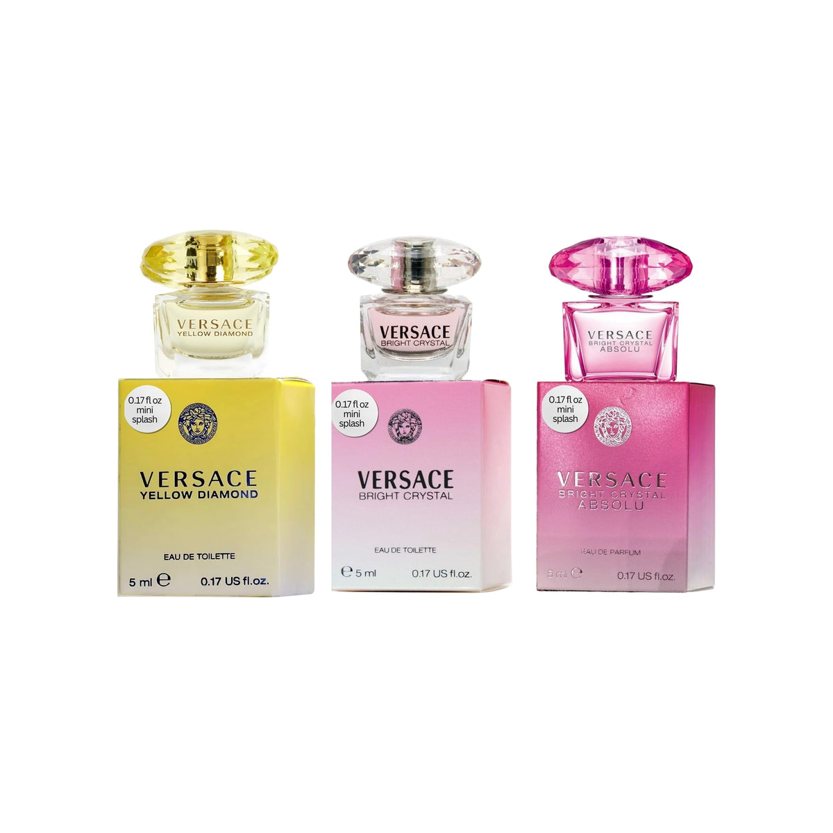 Versace Gift Set Yellow Diamond splash bottle close-up for gifting and travel