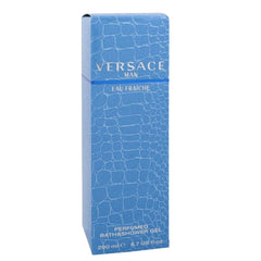 Versace Man Eau Fraiche packaging emphasizes premium bottle design for elevated shower routine.