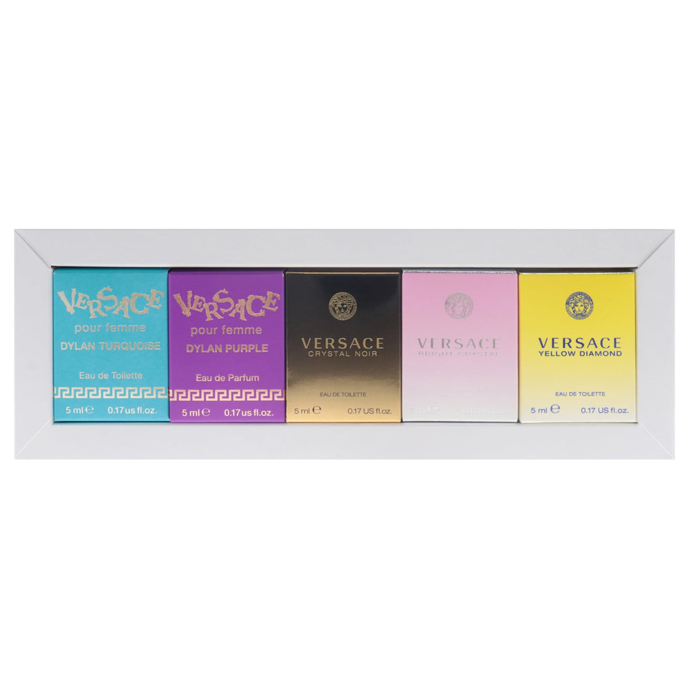 Versace Travel-pouch keeps five miniatures organized for trips.
