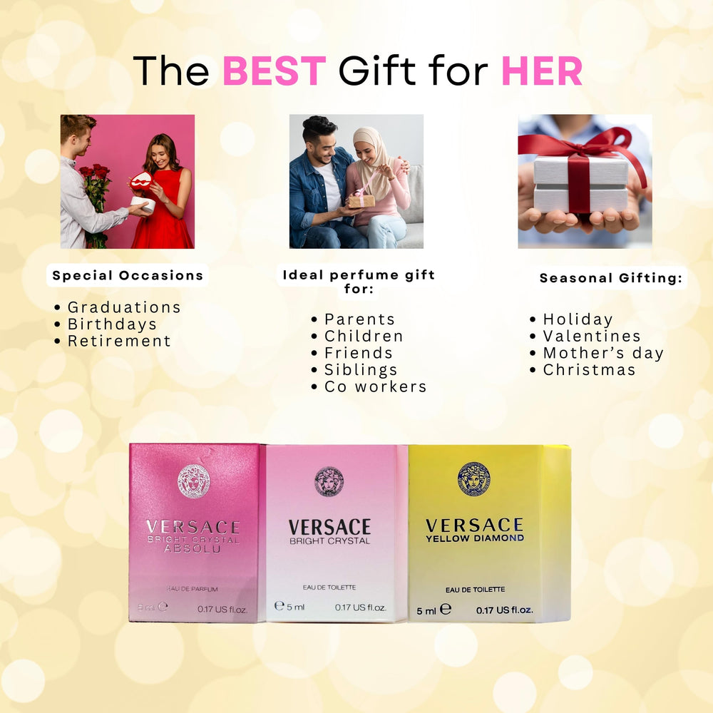 Versace women's perfume gift set trio shown for gifting options
