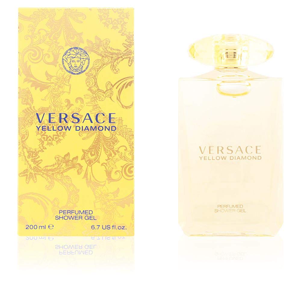 Versace Yellow Diamond bottle pouring with energizing fragrance for daily refresh.