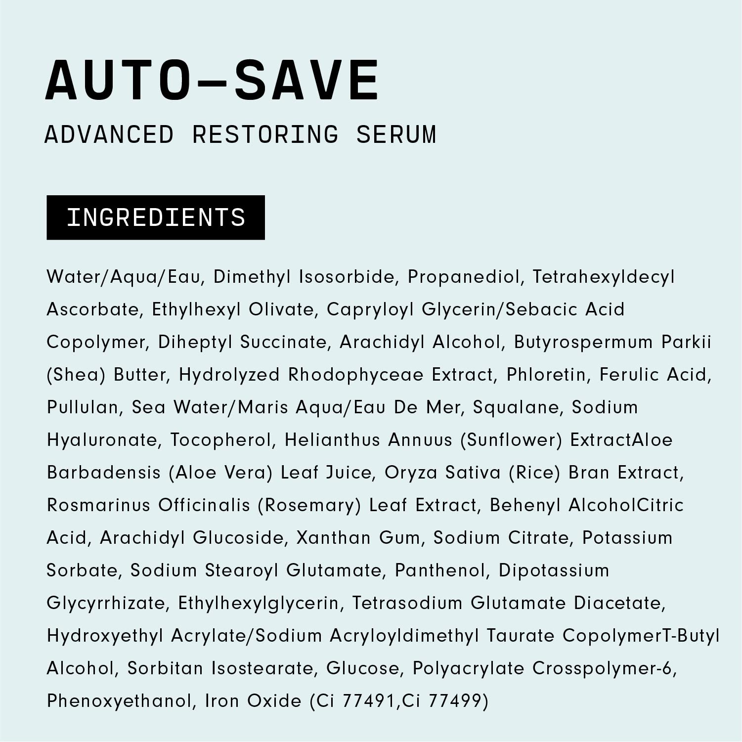 Versed Auto-Save ingredients swatch highlights vitamin C and algae antioxidants
