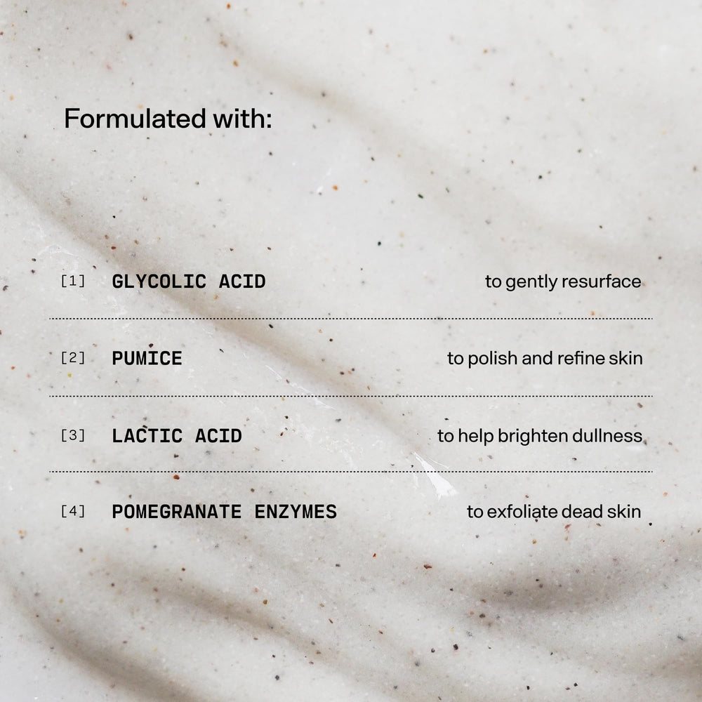 Versed Buff It Out scrub application demonstrates circular massage for even exfoliation.