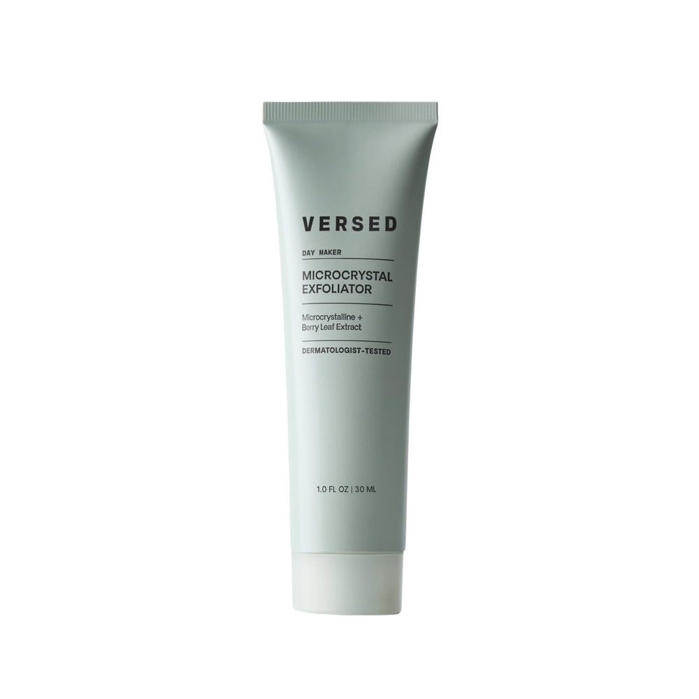 Versed Day Maker exfoliating cleanser jar view with microcrystals for gentle buffing.