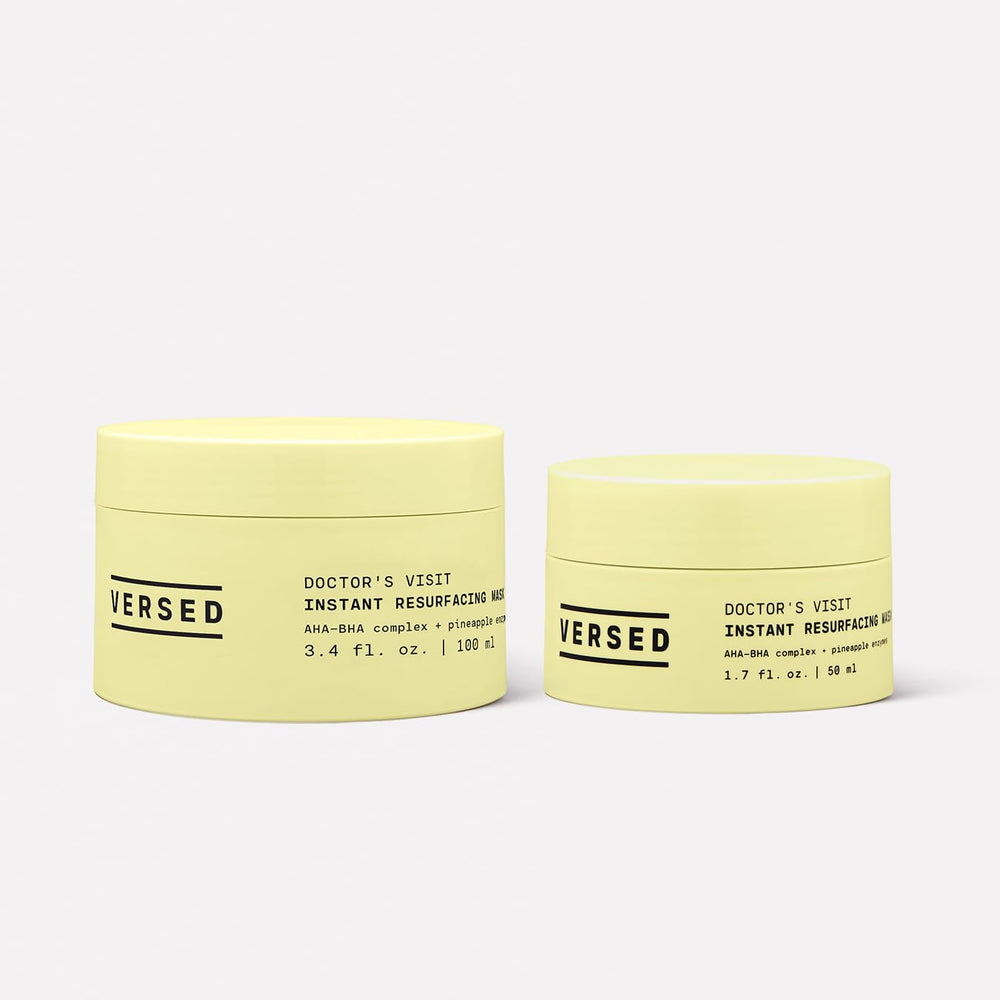 Versed Doctor’s Visit mask spread on skin highlights quick two-minute exfoliation