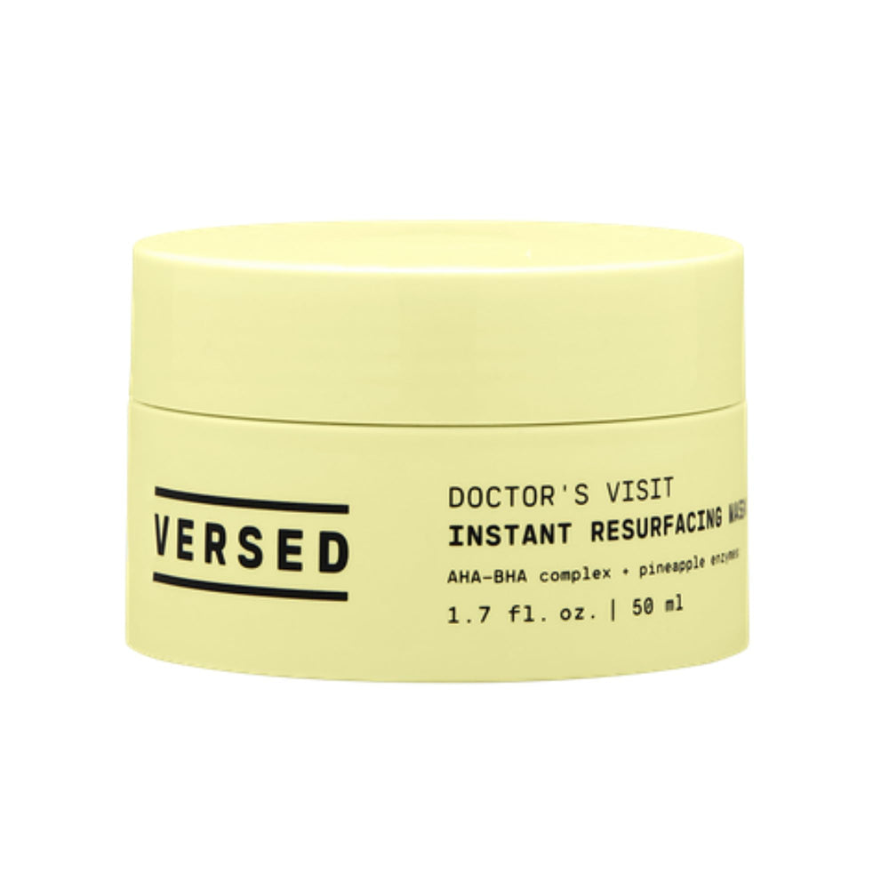 Versed Doctor's Visit mask bottle closeup highlights brightening potential