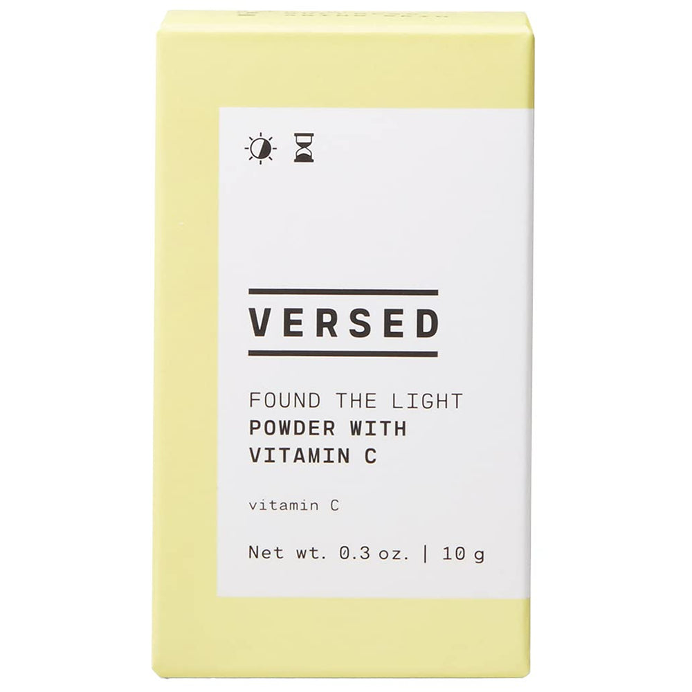 Versed Found the Light packaging close-up highlighting vegan formulation and clean labeling.