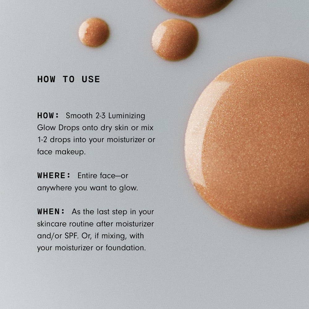 Two shade swatches of Versed Glow Drops on skin for versatility.