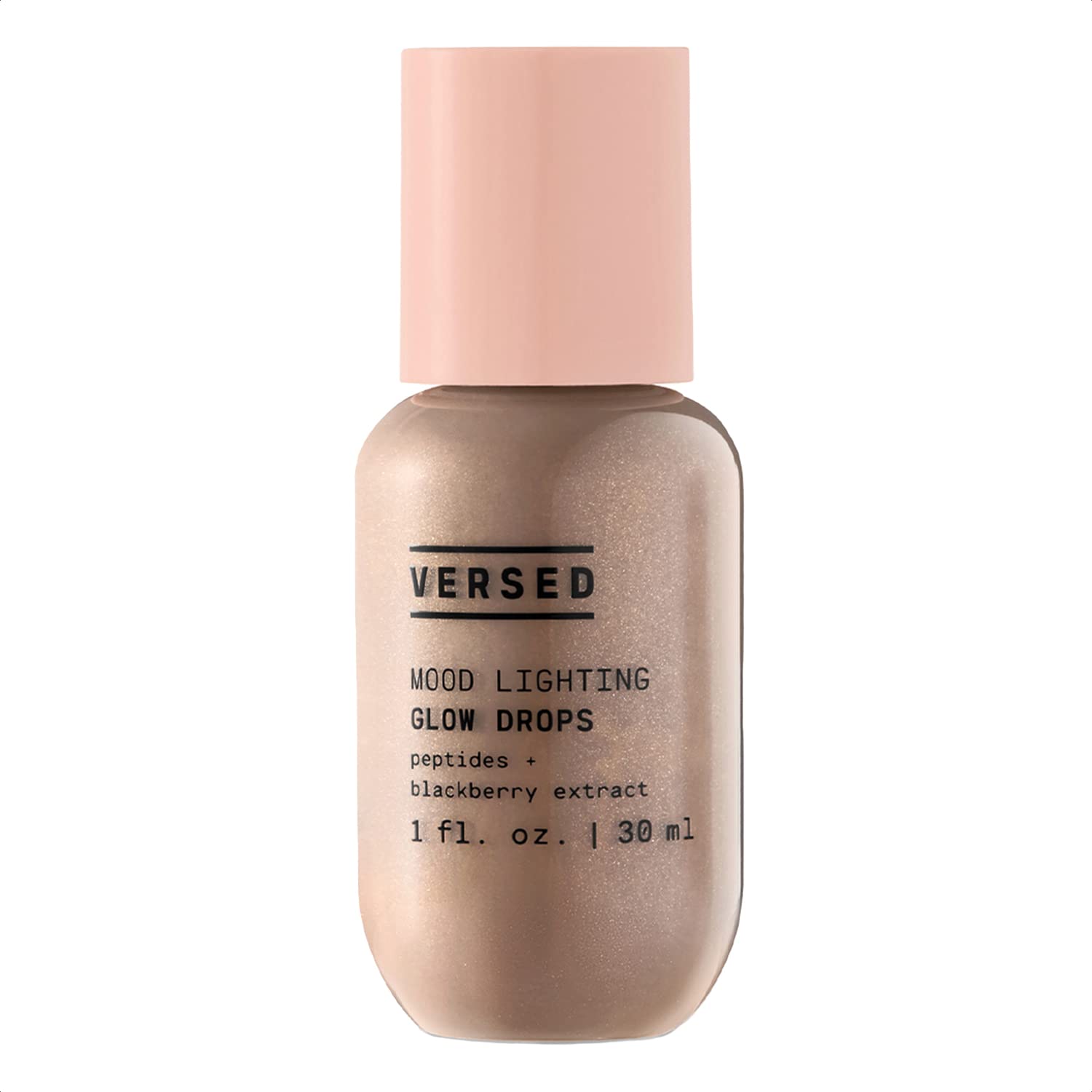 Versed Mood Lighting Glow Drops bronzed bottle highlights radiant complexion with light-reflecting pigments.