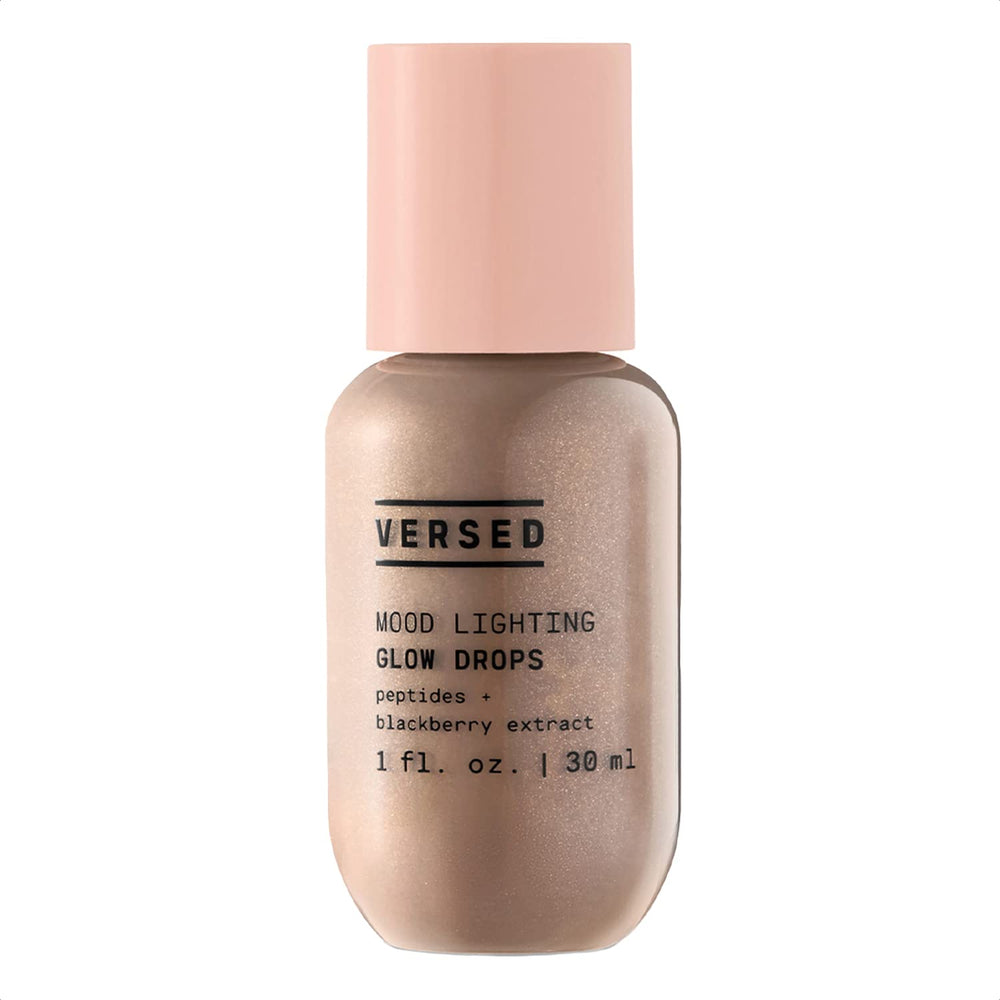 Versed Mood Lighting Glow Drops bronzed bottle highlights radiant complexion with light-reflecting pigments.