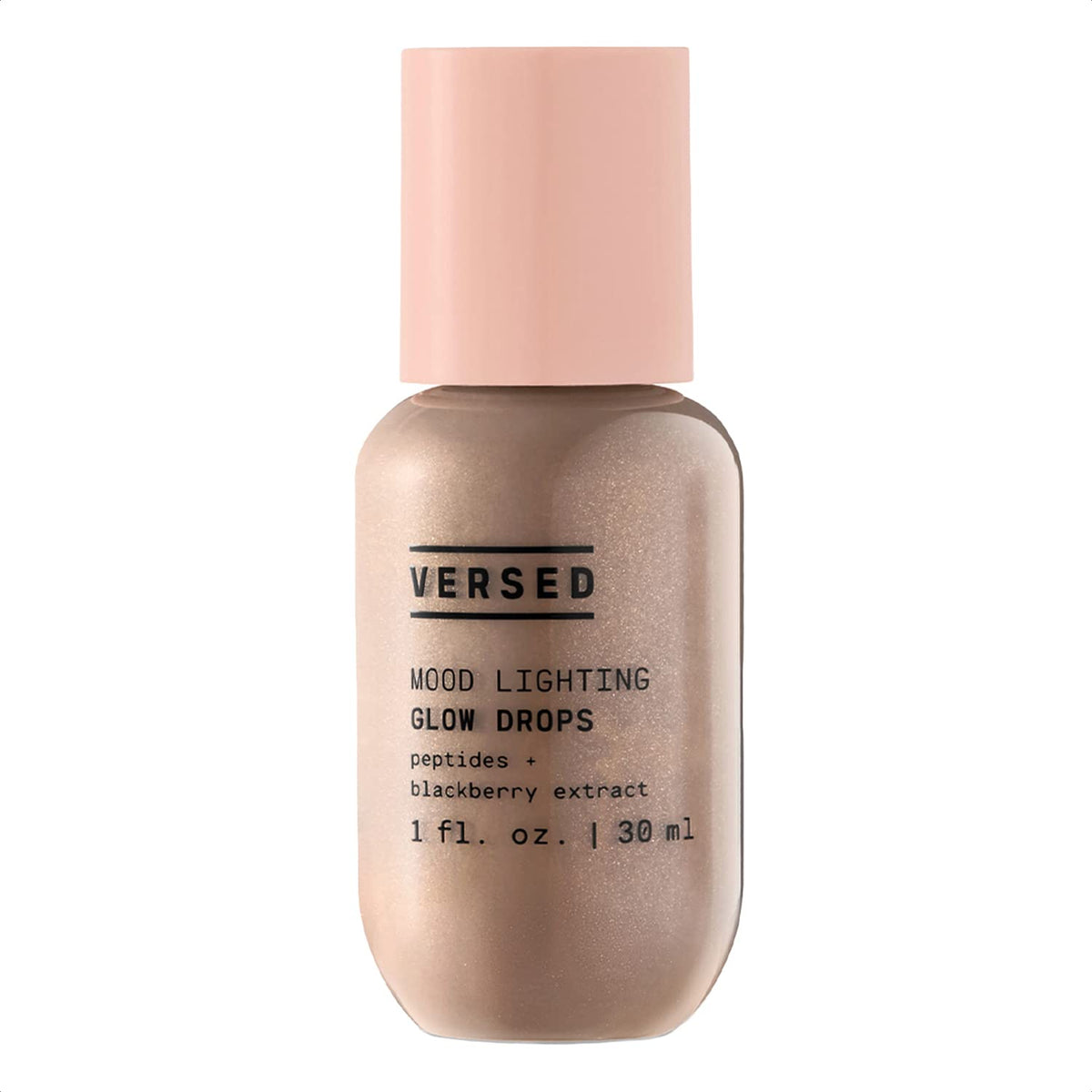 Versed Mood Lighting Glow Drops bronzed bottle highlights radiant complexion with light-reflecting pigments.