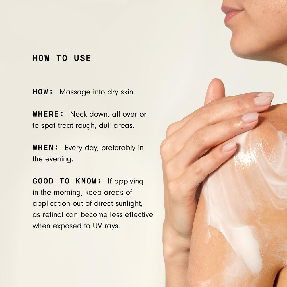 Close-up texture of Versed body lotion shows a non-greasy finish.