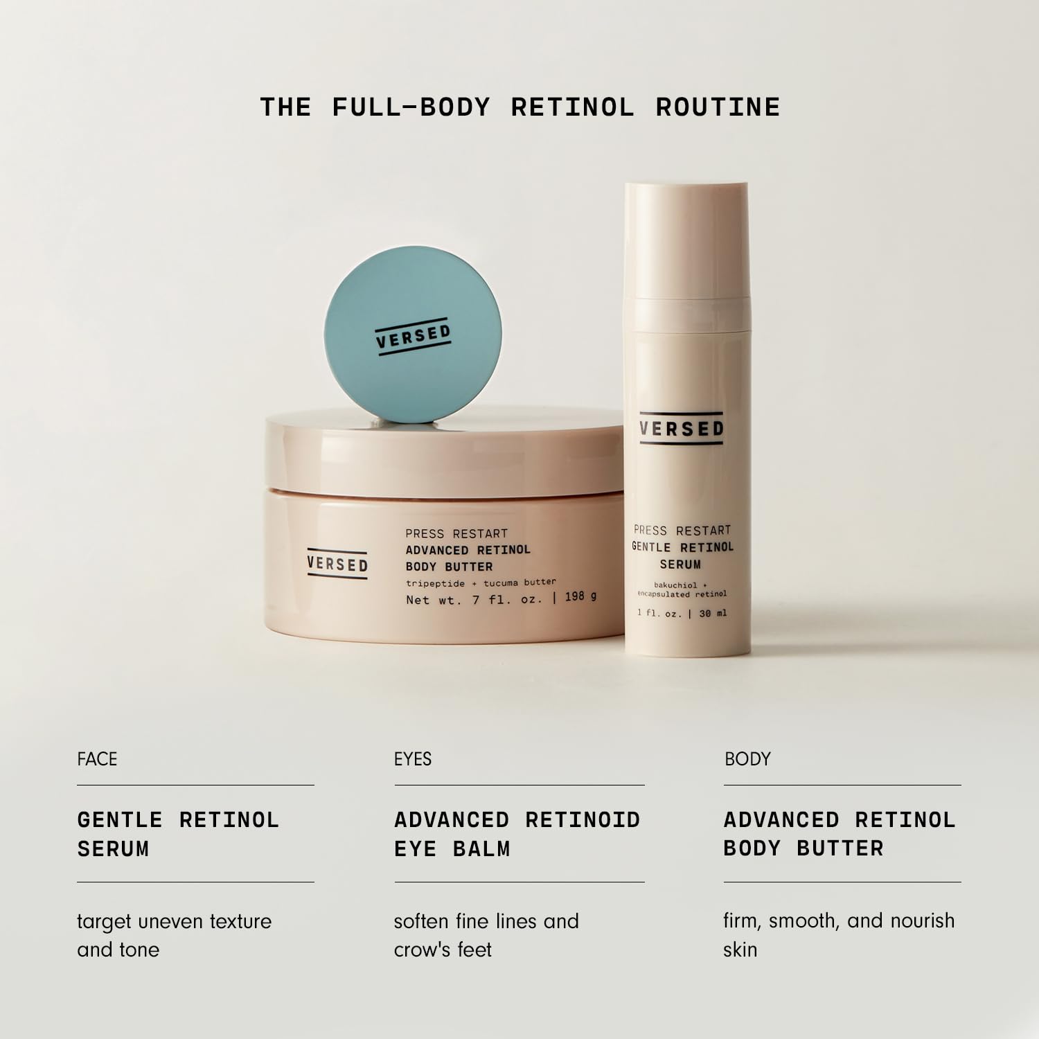 Versed Press Restart night ritual scene suggests gentle integration into evening routine.