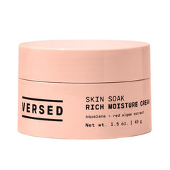 Versed Skin Soak Rich Moisture Cream bottle showcasing hydration for daily use.