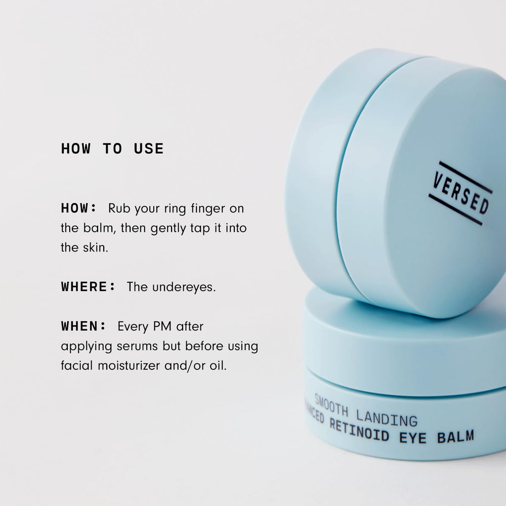 Versed Smooth Landing Eye Balm application demo showing gentle tapping.