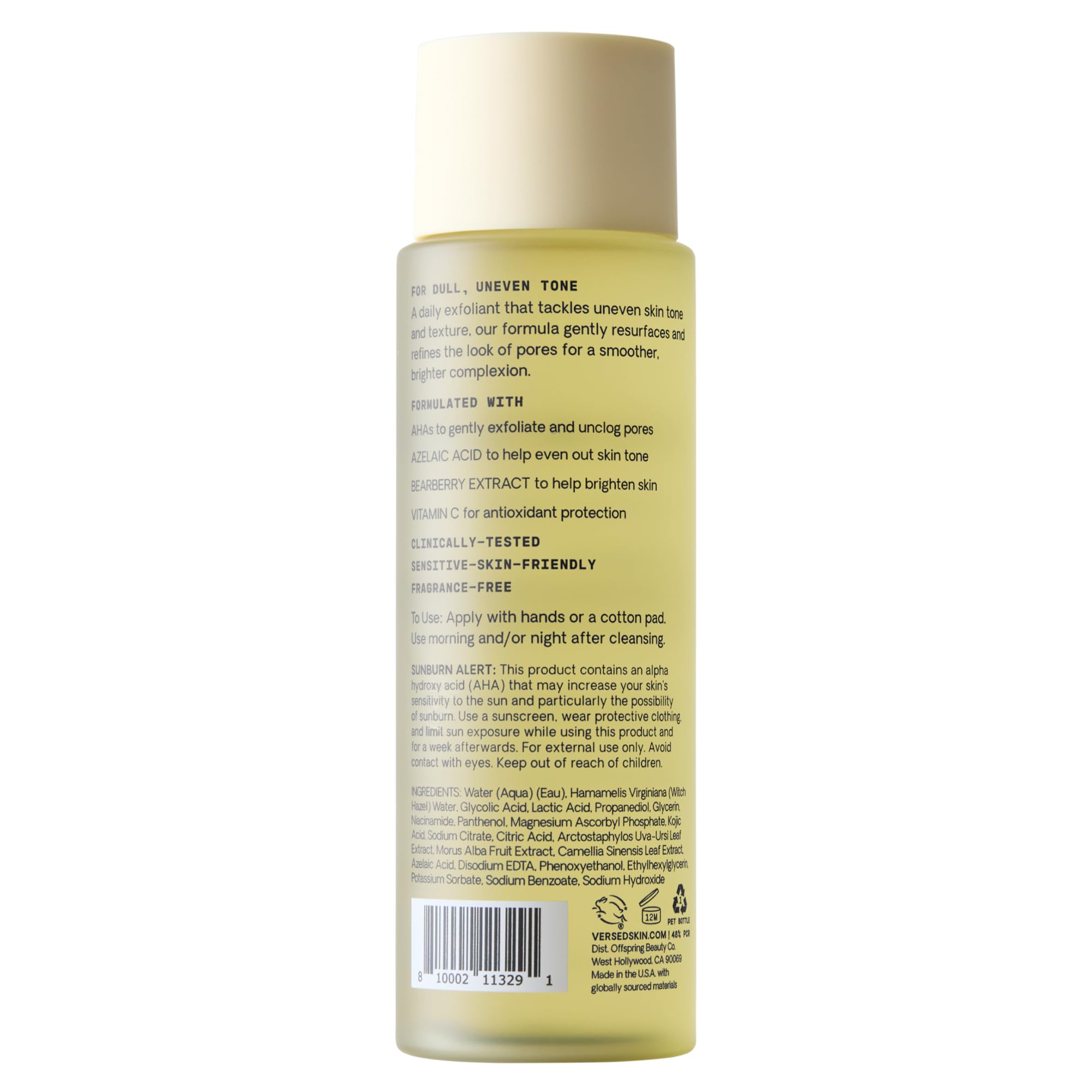 Dispense action of Versed Weekend Glow bottle for easy, controlled use