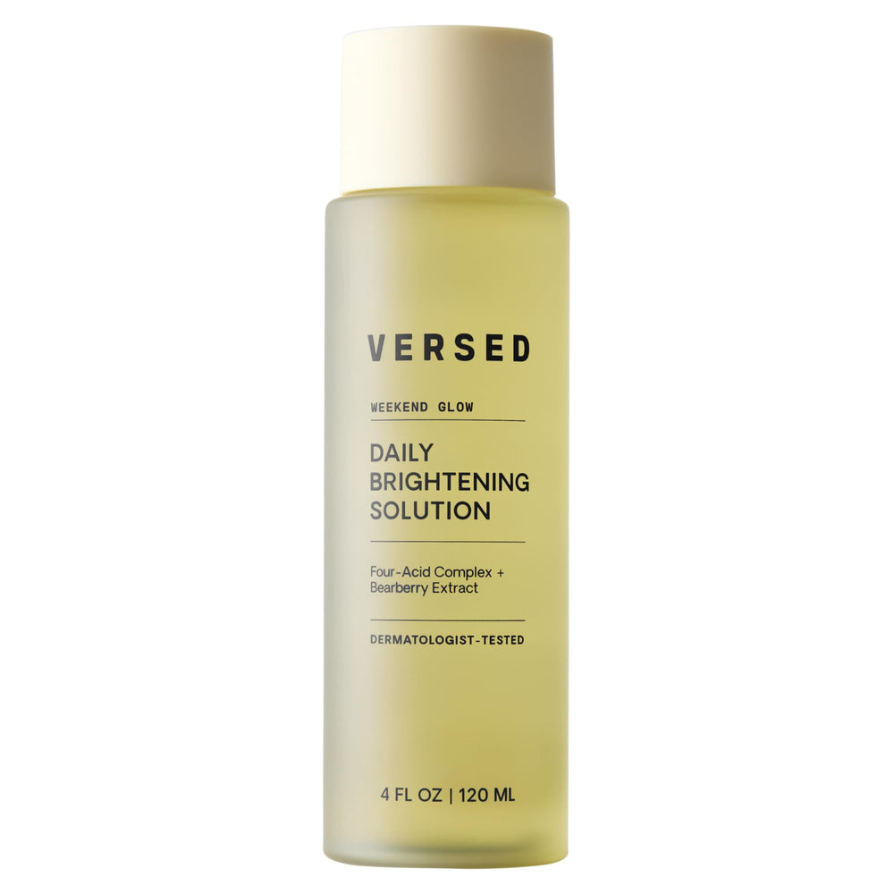 Versed Weekend Glow bottle front showcasing clean, minimalist packaging for daily brightening