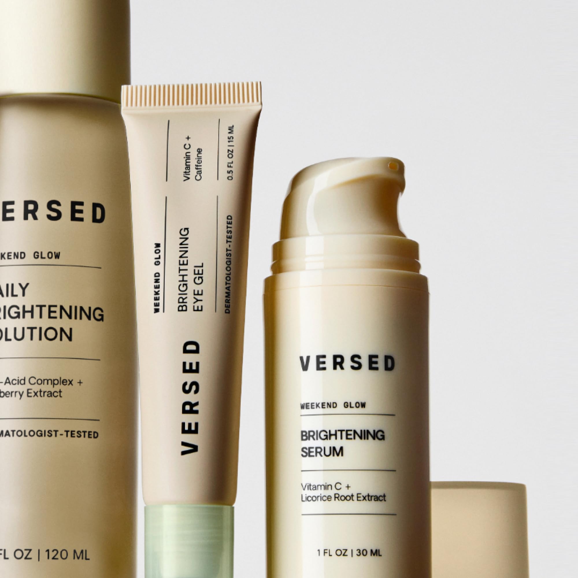 Recyclable packaging demonstrates 14% post-consumer plastic in Versed Weekend Glow Eye Gel.