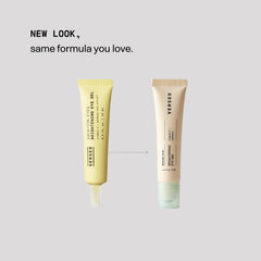 Bottle of Versed Weekend Glow Eye Gel highlights vitamin C brightening formula.
