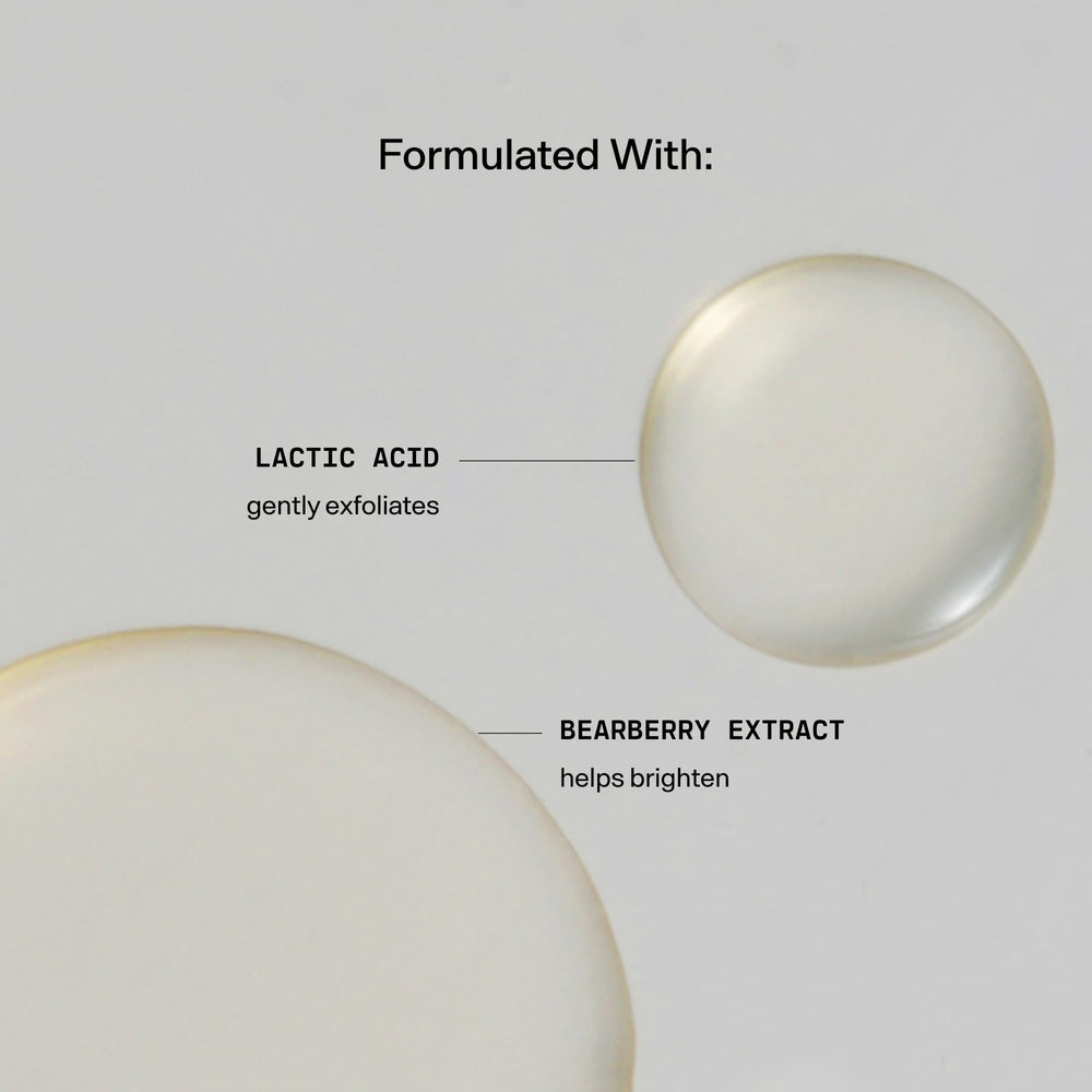 Weekend Glow liquid texture close-up highlighting gentle exfoliation for smoother skin